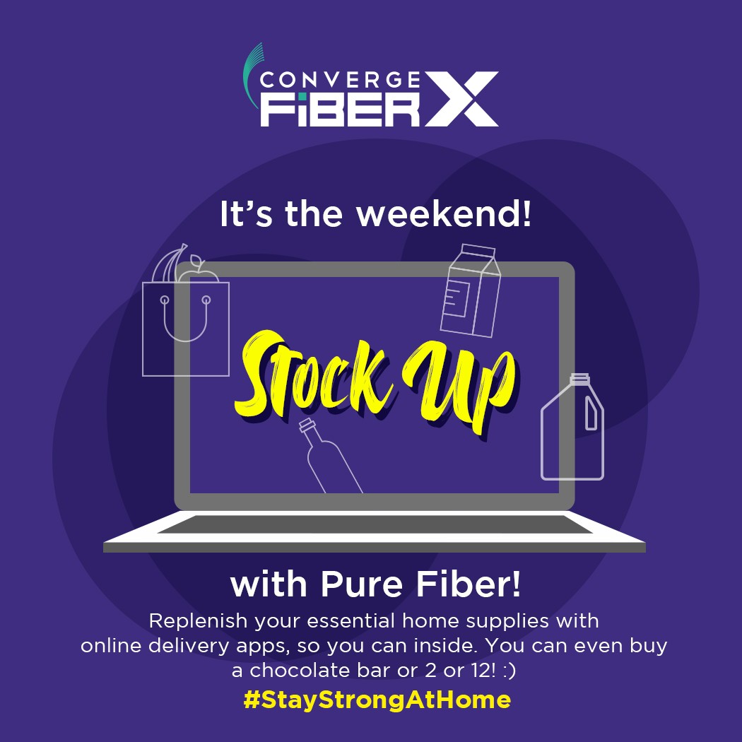 Stock up with pure fiber! Replenish your essential home supplies with online delivery apps, so you can be inside. You can even buy a chocolate bar or 2 or 12!